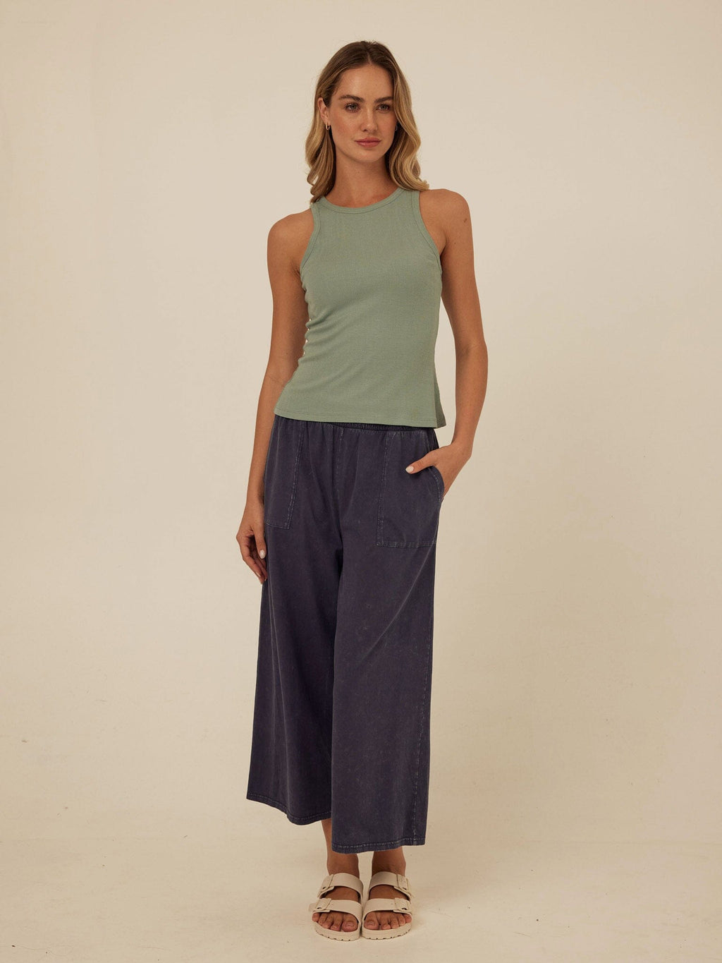 Bailey Feather Rib High Neck Tank