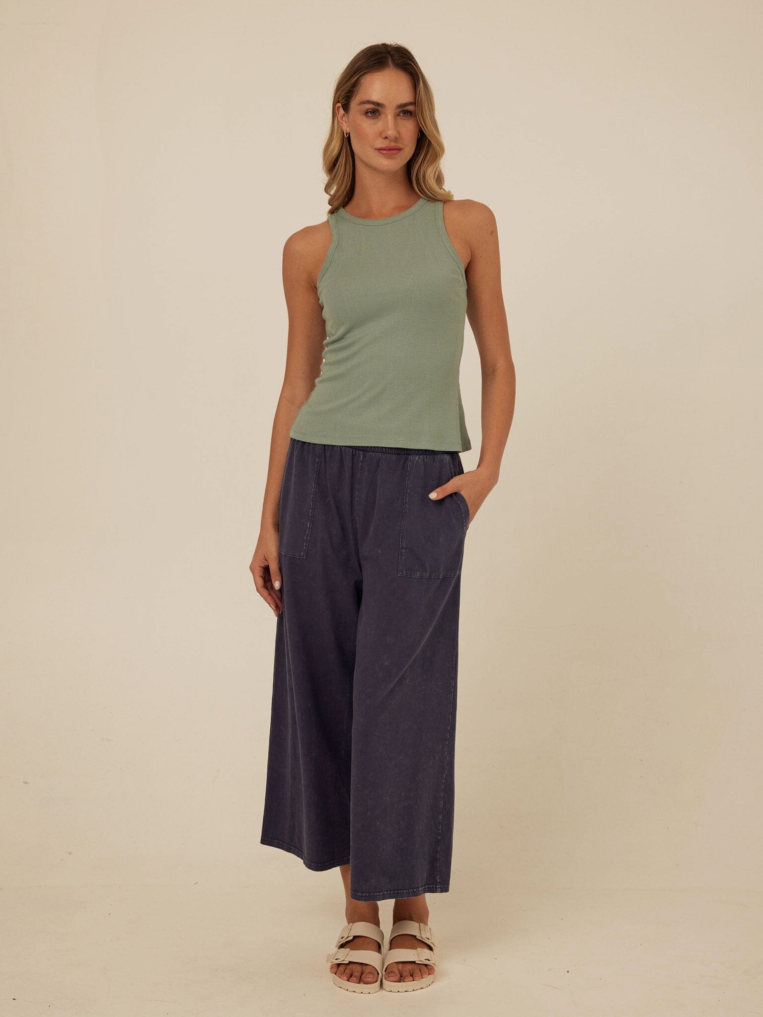 Bailey Feather Rib High Neck Tank