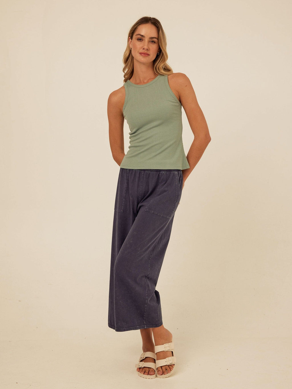 Bailey Feather Rib High Neck Tank
