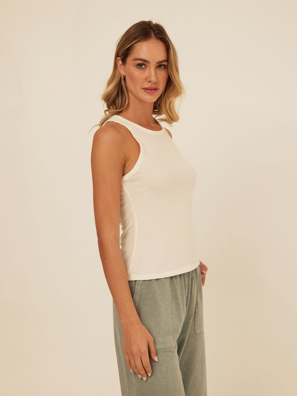 Bailey Feather Rib High Neck Tank