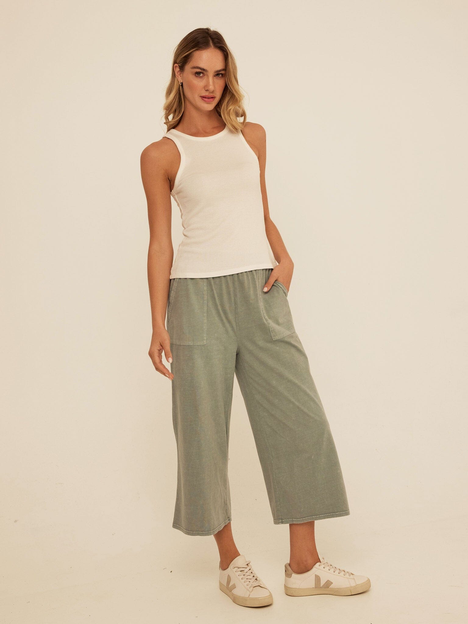 Bailey Feather Rib High Neck Tank