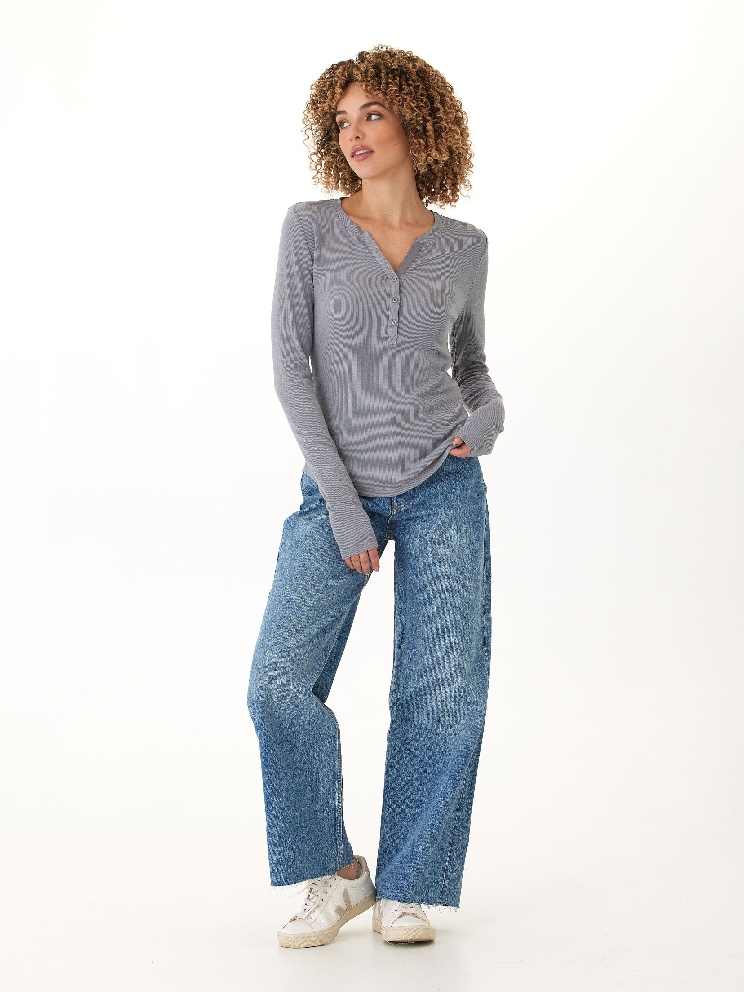Akia Feather Rib Long Sleeve Henley