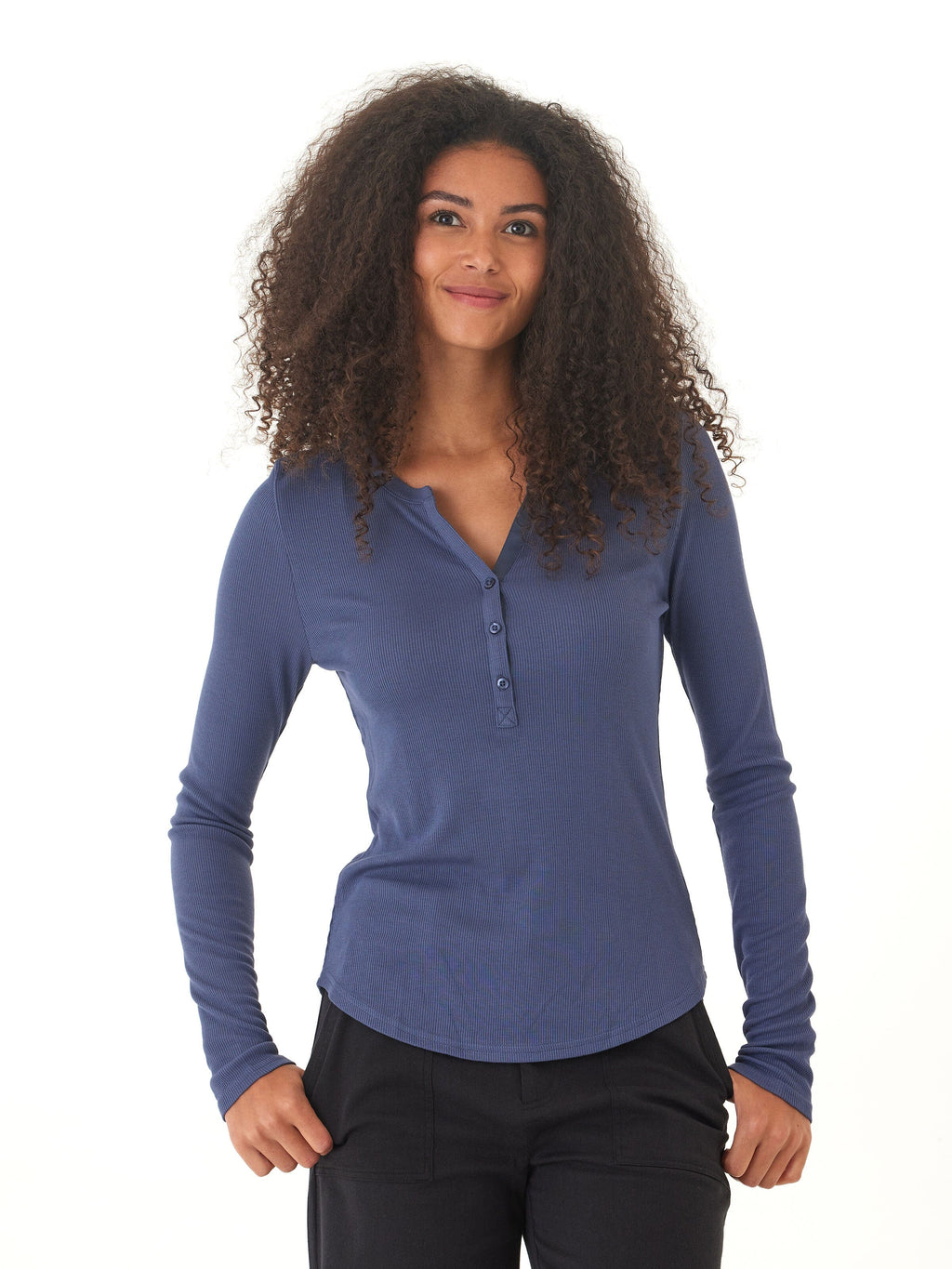 Akia Feather Rib Long Sleeve Henley