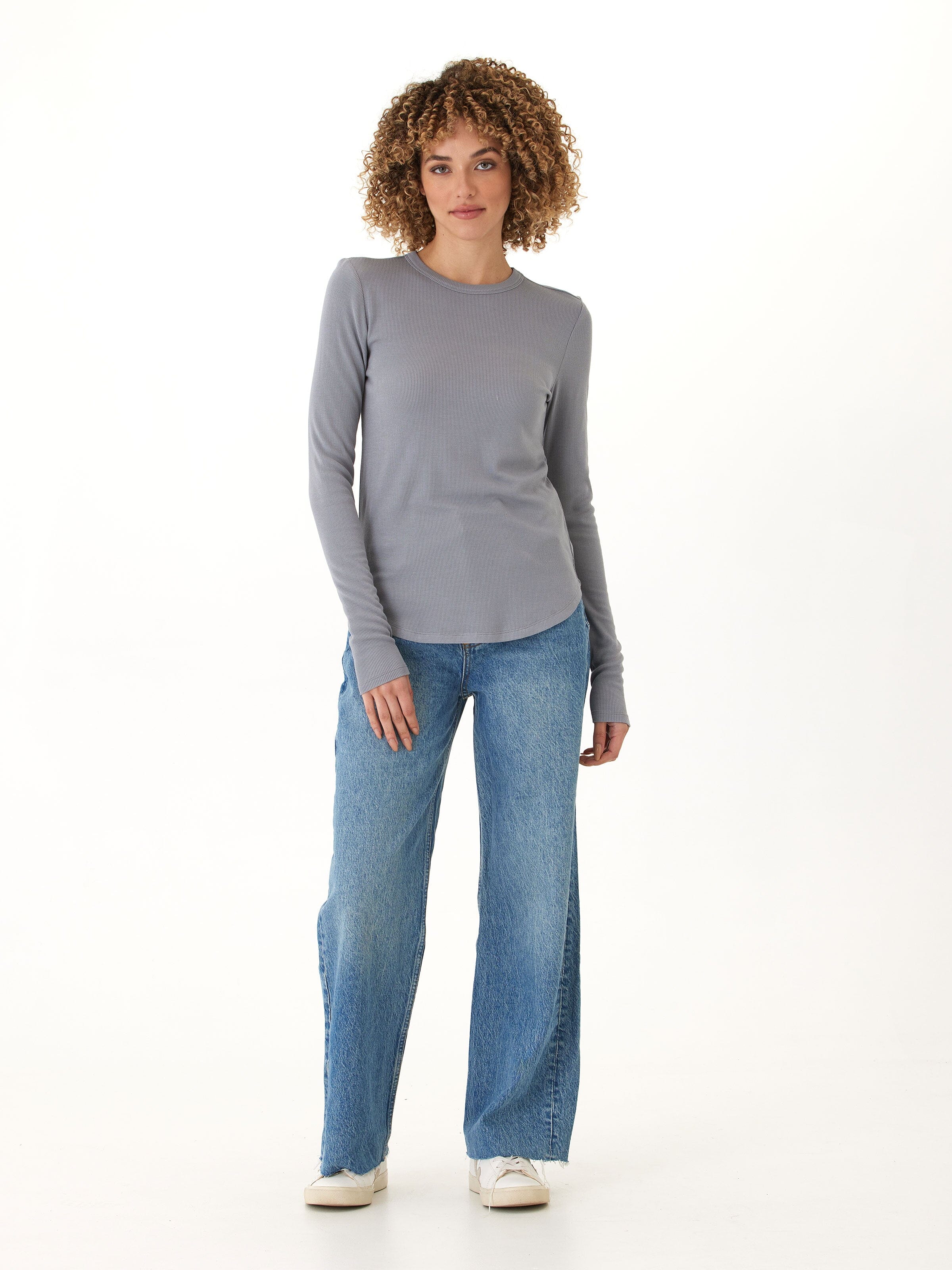 Torri Feather Rib Long Sleeve Crew Tee