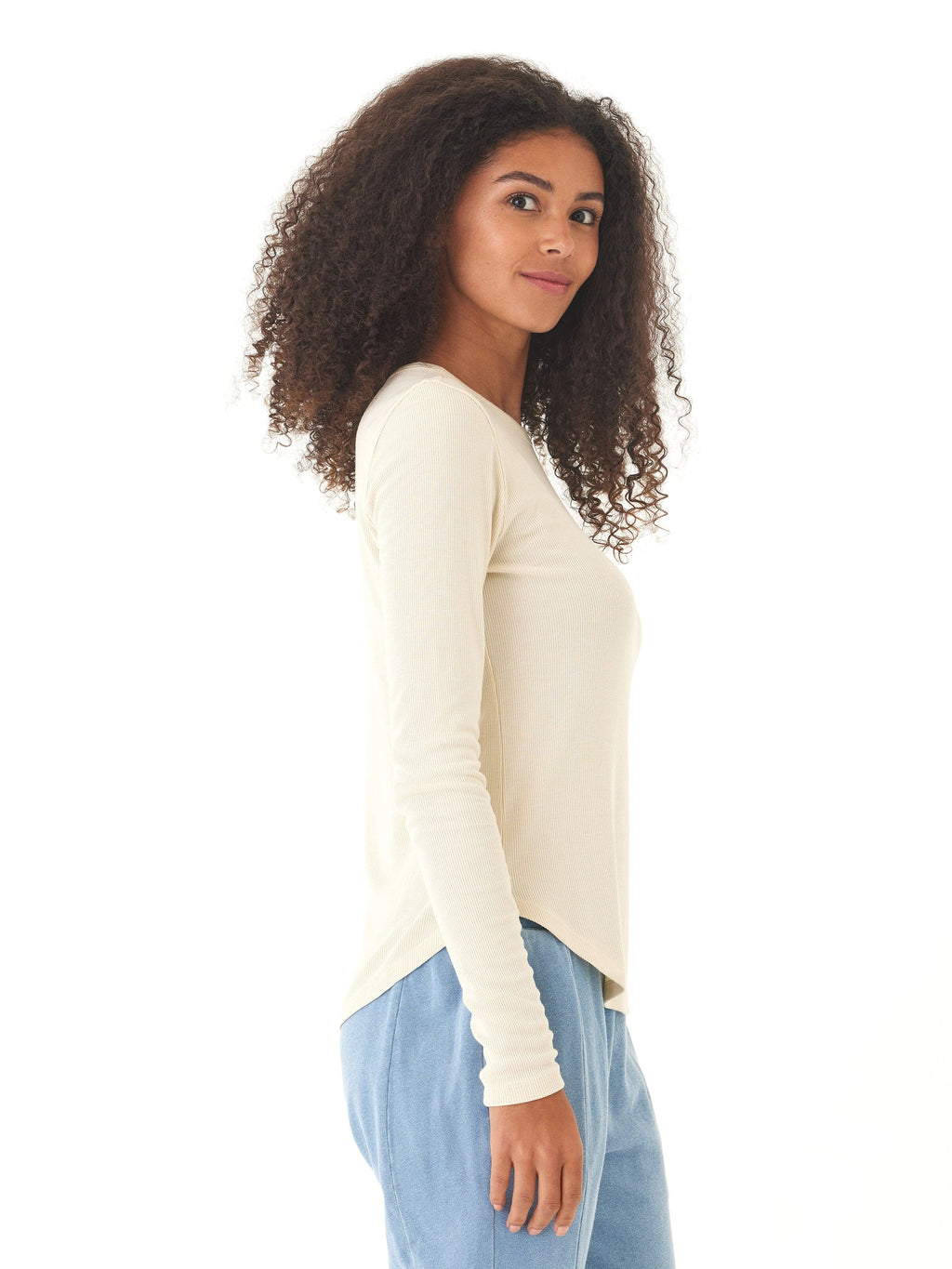 Torri Feather Rib Long Sleeve Crew Tee