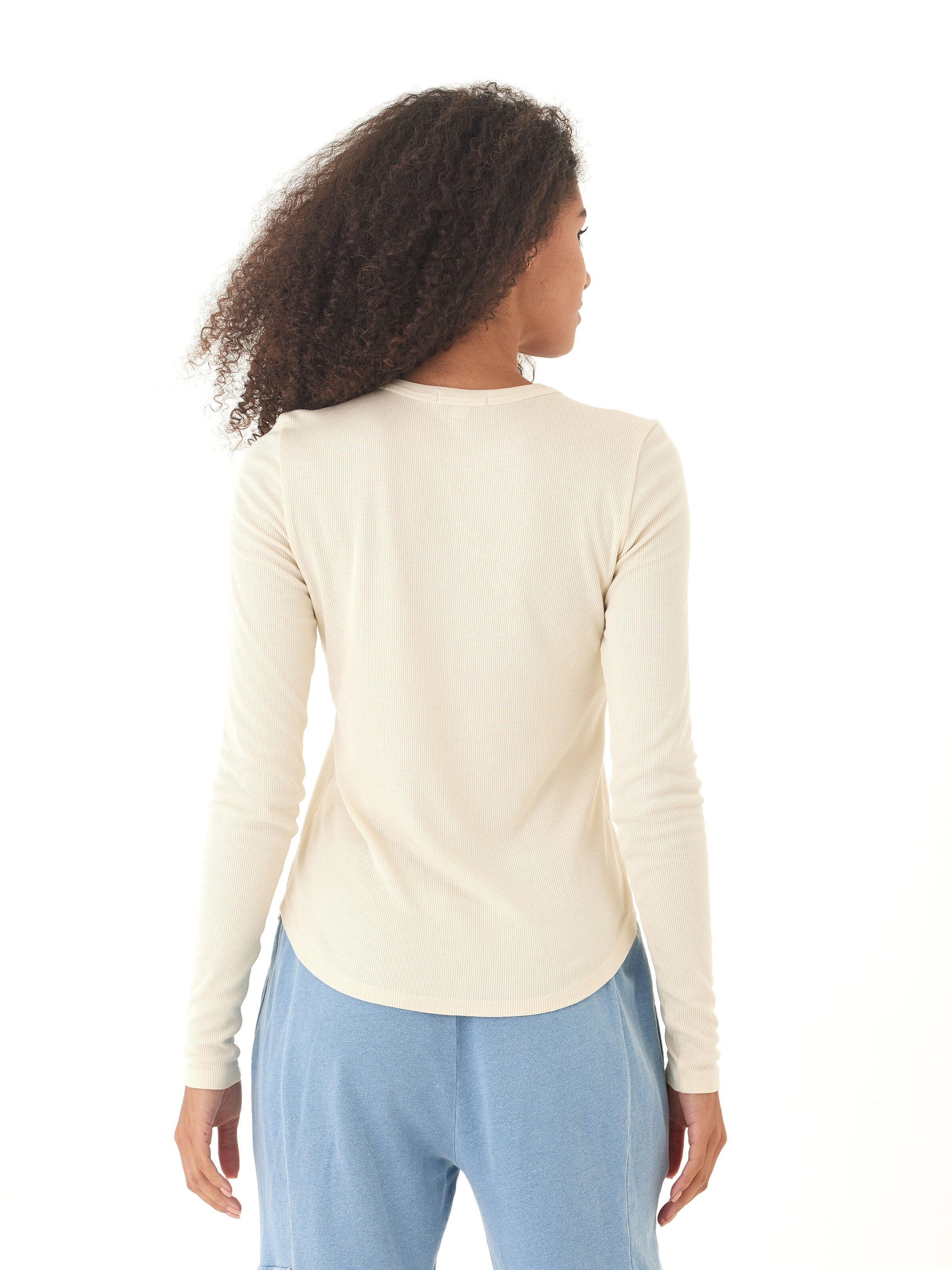 Torri Feather Rib Long Sleeve Crew Tee