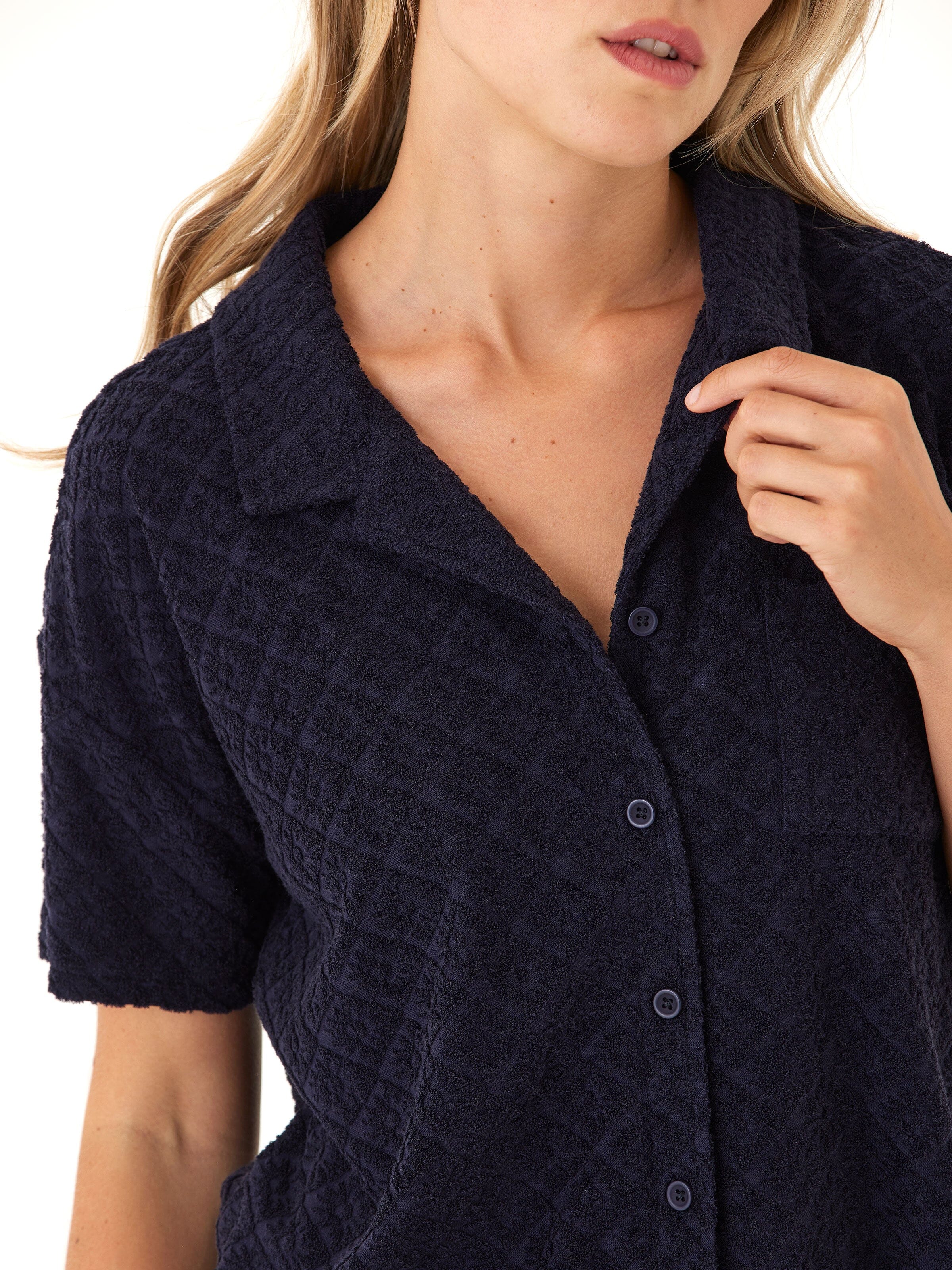 Mikaela Jacquard Terry Button-Up