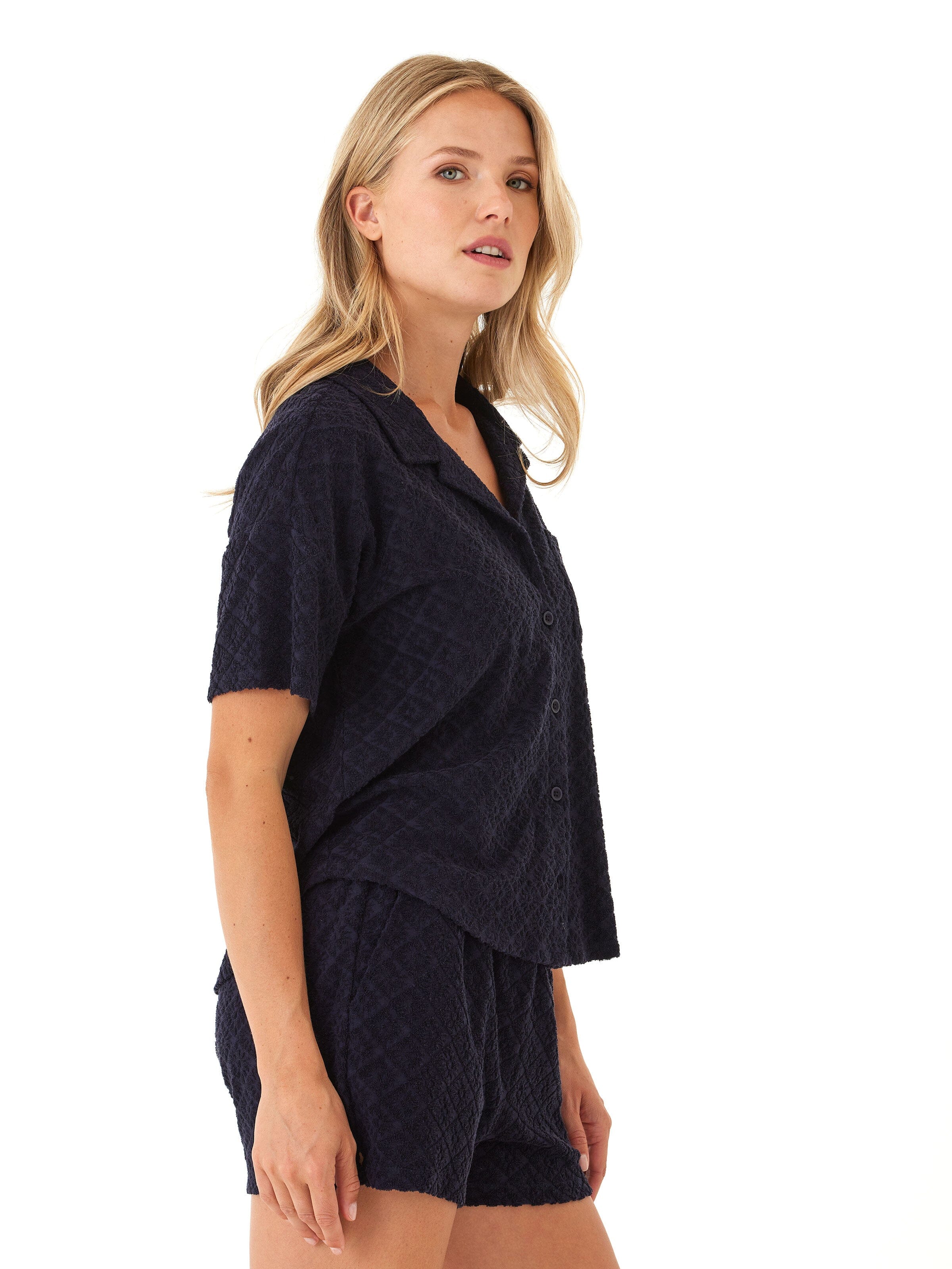 Mikaela Jacquard Terry Button-Up
