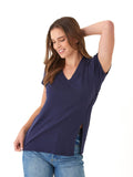 Agatha Textured Slub Jersey Slit Tee