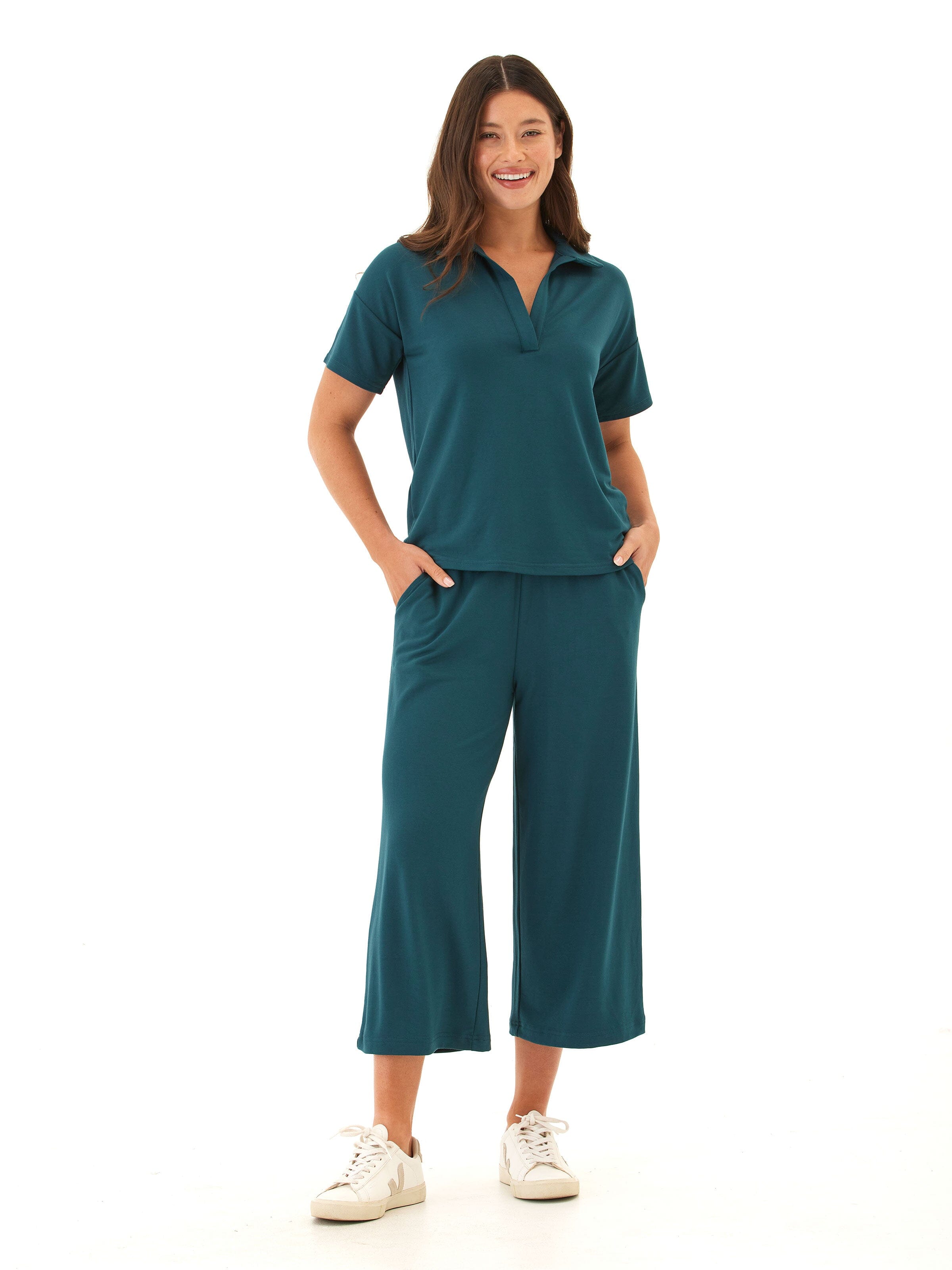 Serena Modal Terry Wide Leg Crop Pant