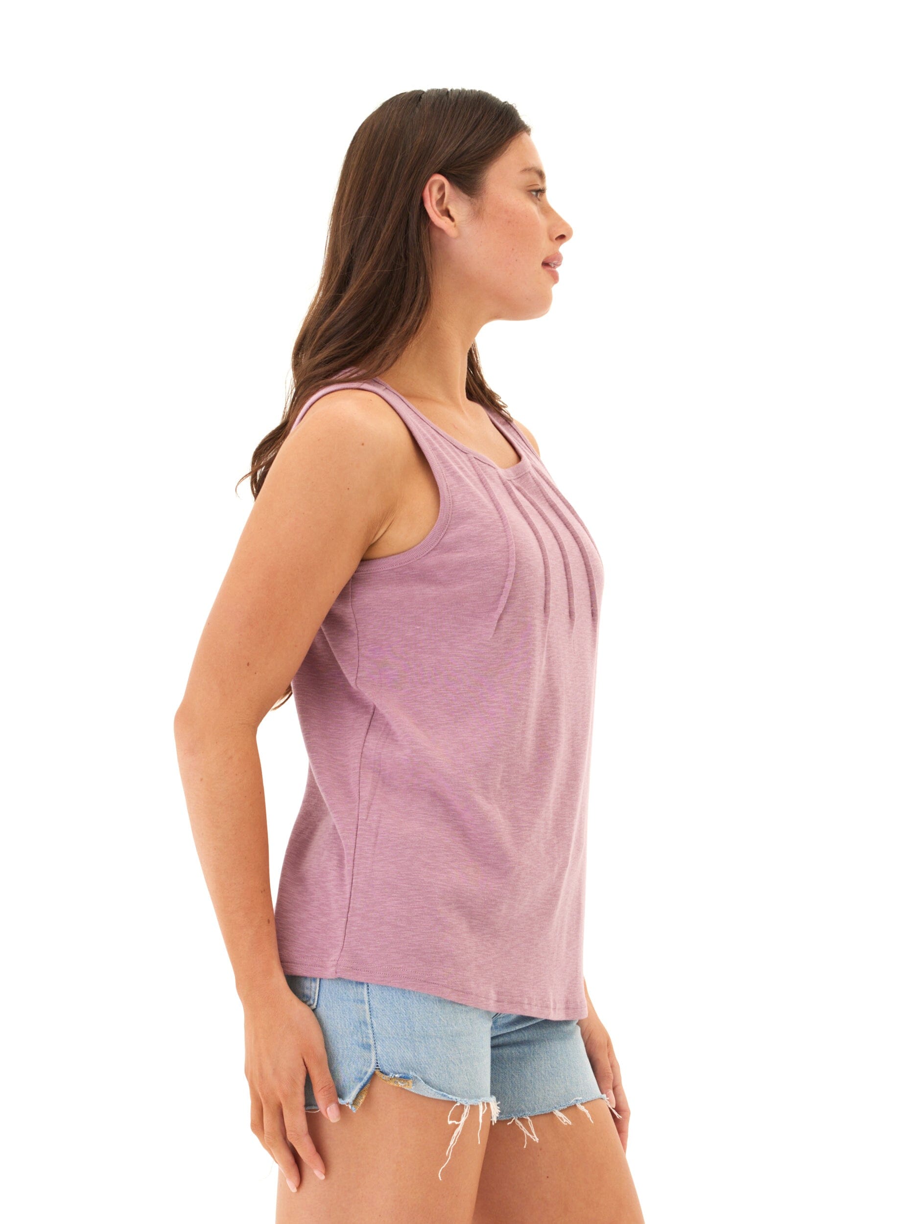 Selina Textured Slub Jersey Pleated Tank