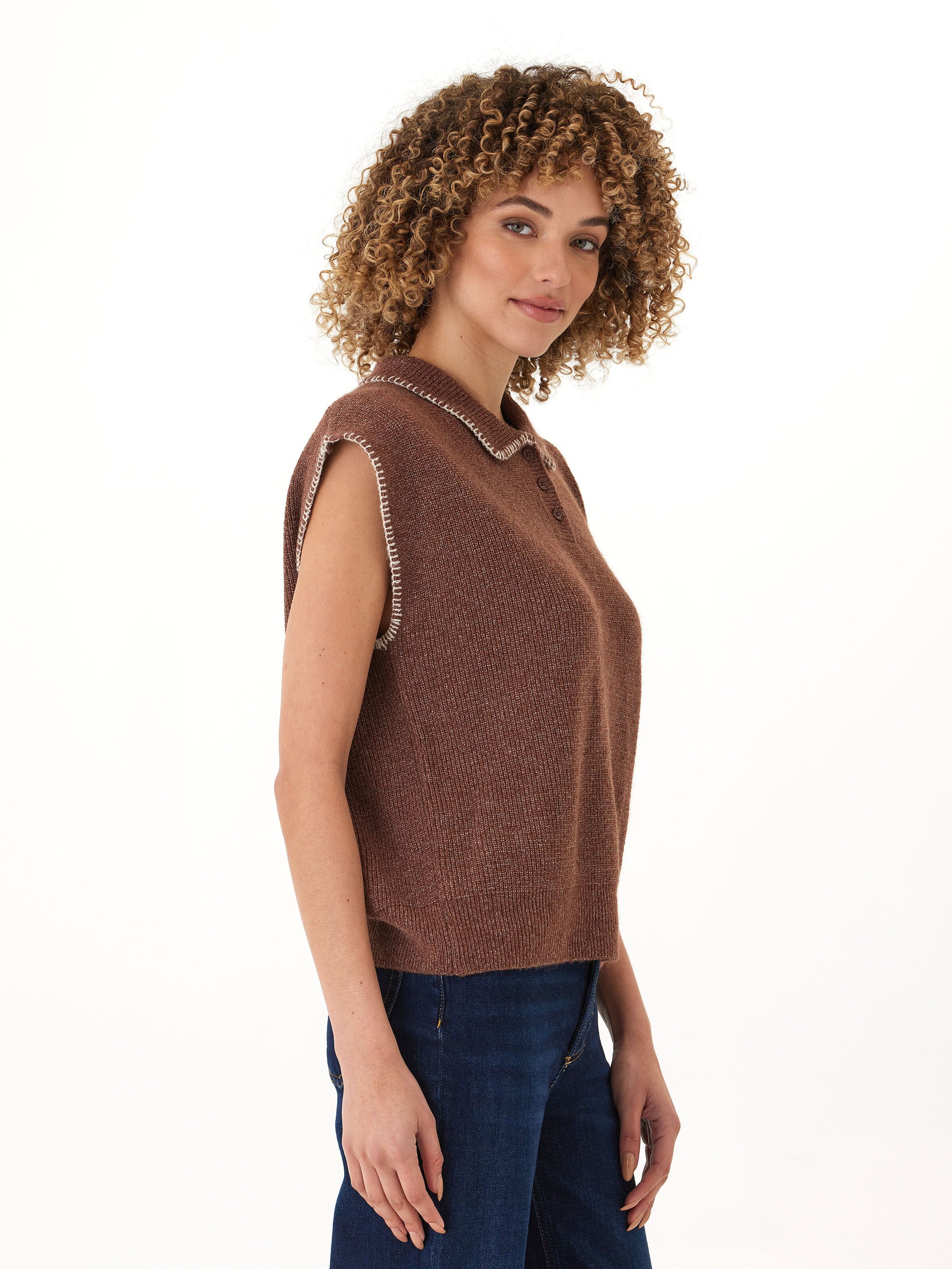 Julieta Cozy Solid Knit Sweater Polo