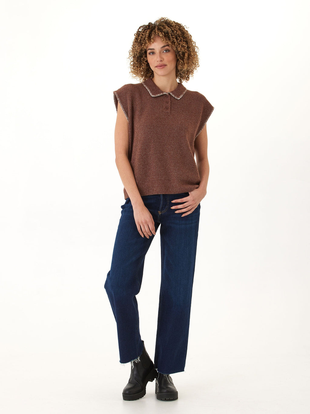 Julieta Cozy Solid Knit Sweater Polo