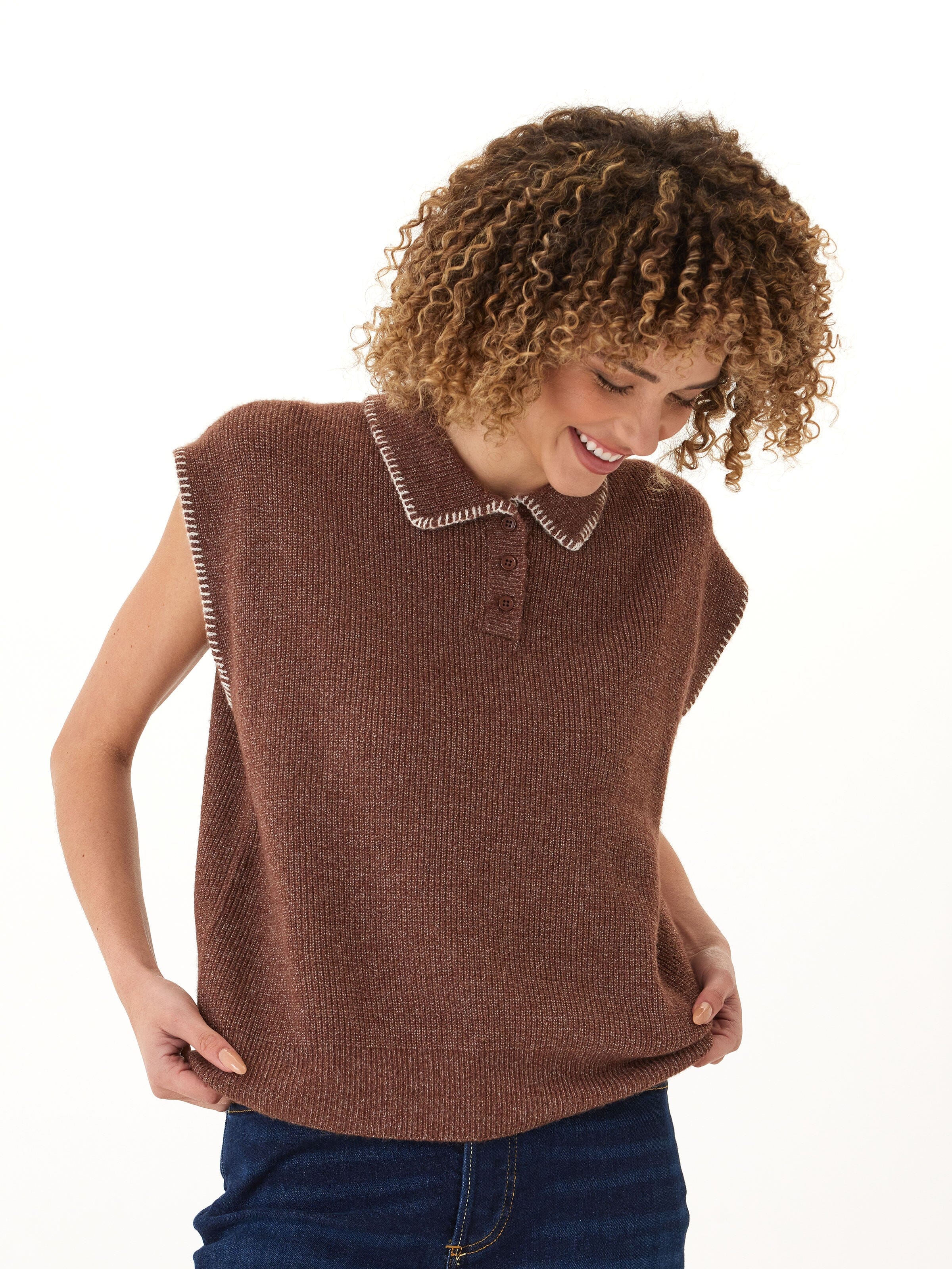 Julieta Cozy Solid Knit Sweater Polo