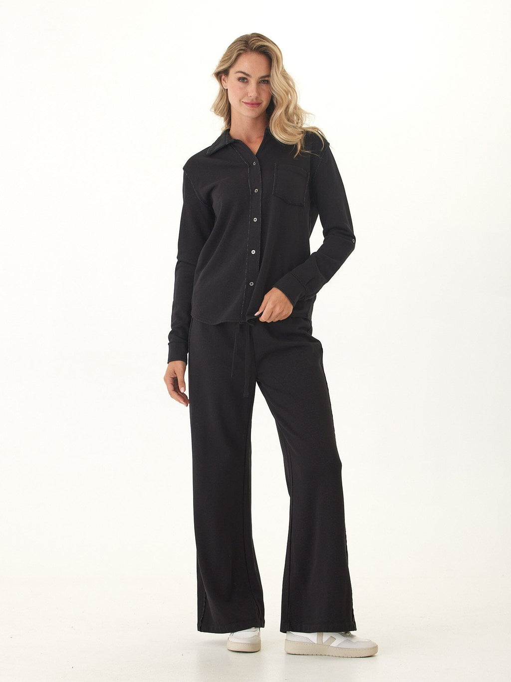 Kalynn Cotton Blend Terry Button-Down