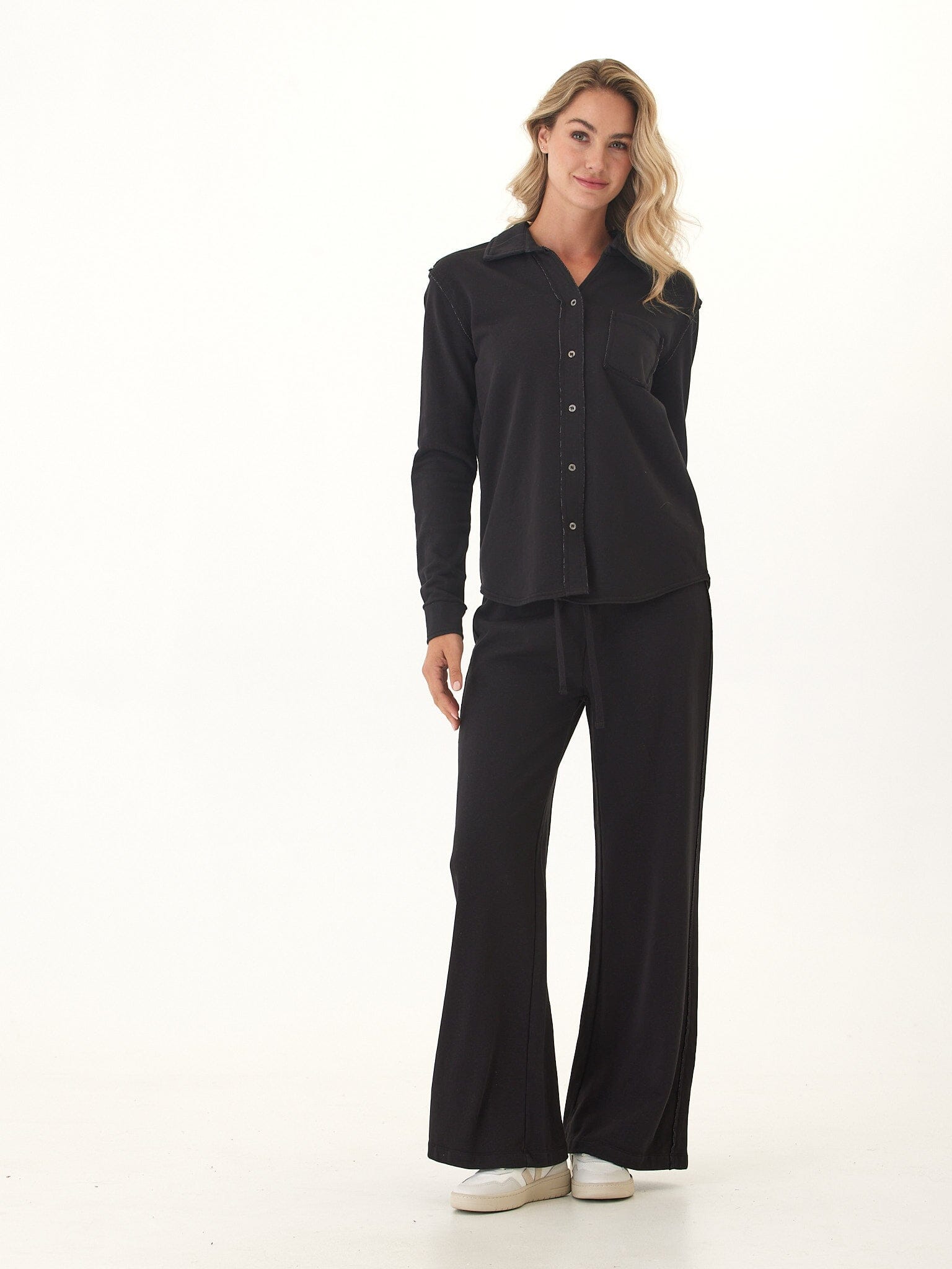 Kalynn Cotton Blend Terry Button-Down