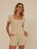 Jamila Smocked Jersey Short Sleeve