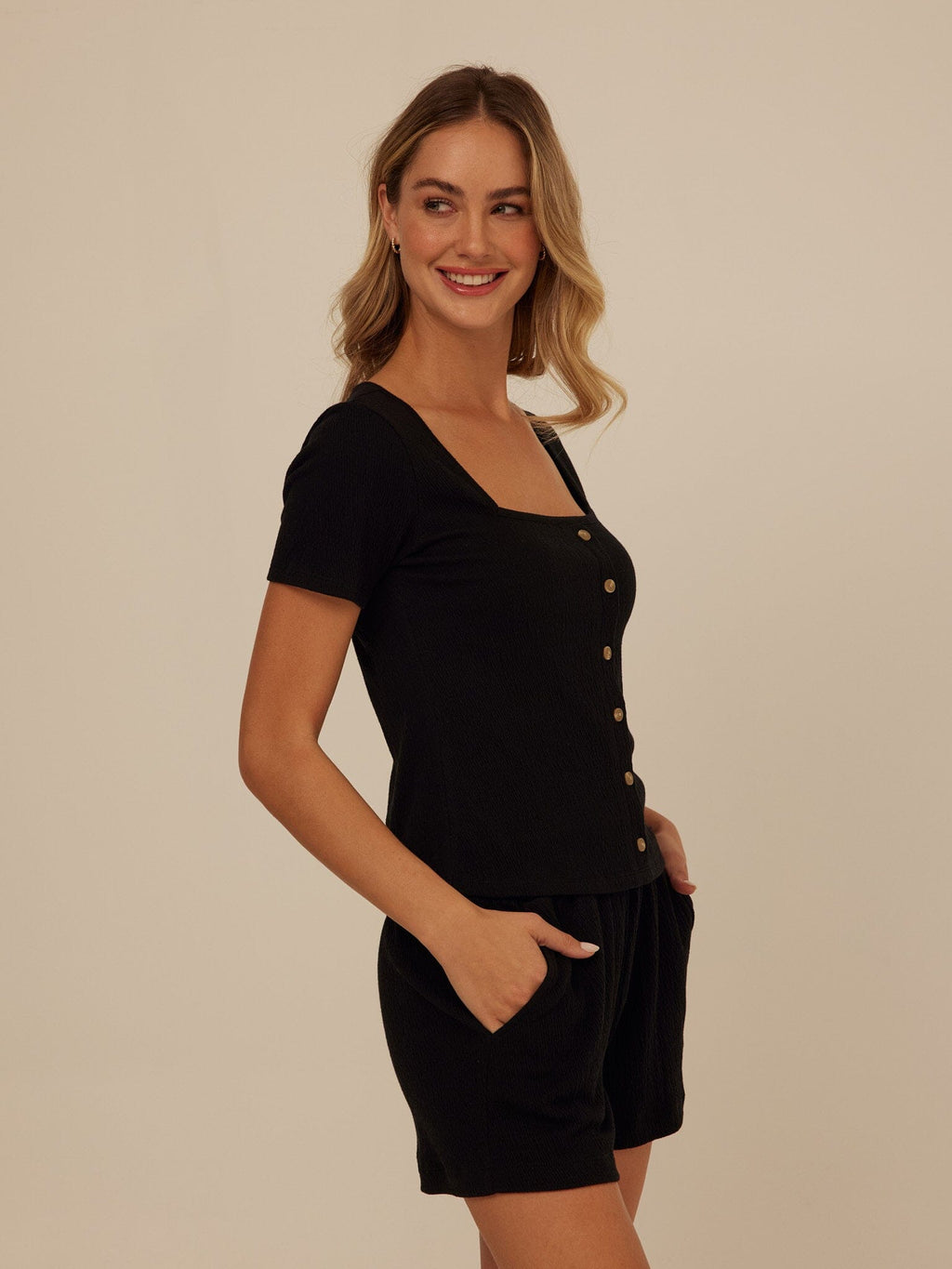 Jamila Smocked Jersey Short Sleeve