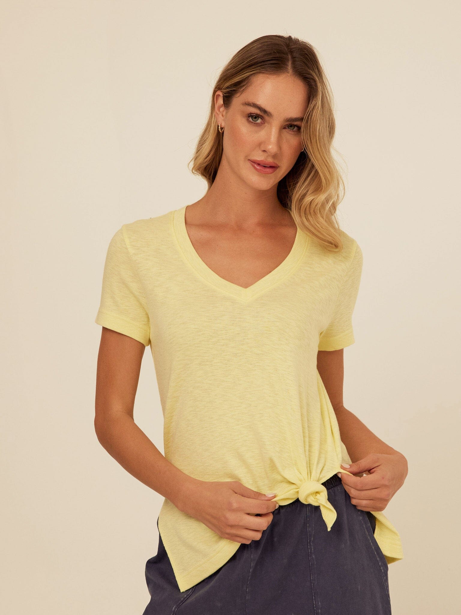 Norma Textured Slub Jersey Knotted Tee
