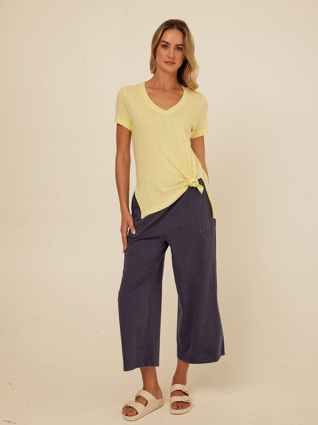 Norma Textured Slub Jersey Knotted Tee