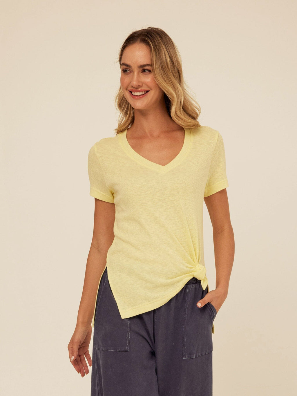 Norma Textured Slub Jersey Knotted Tee