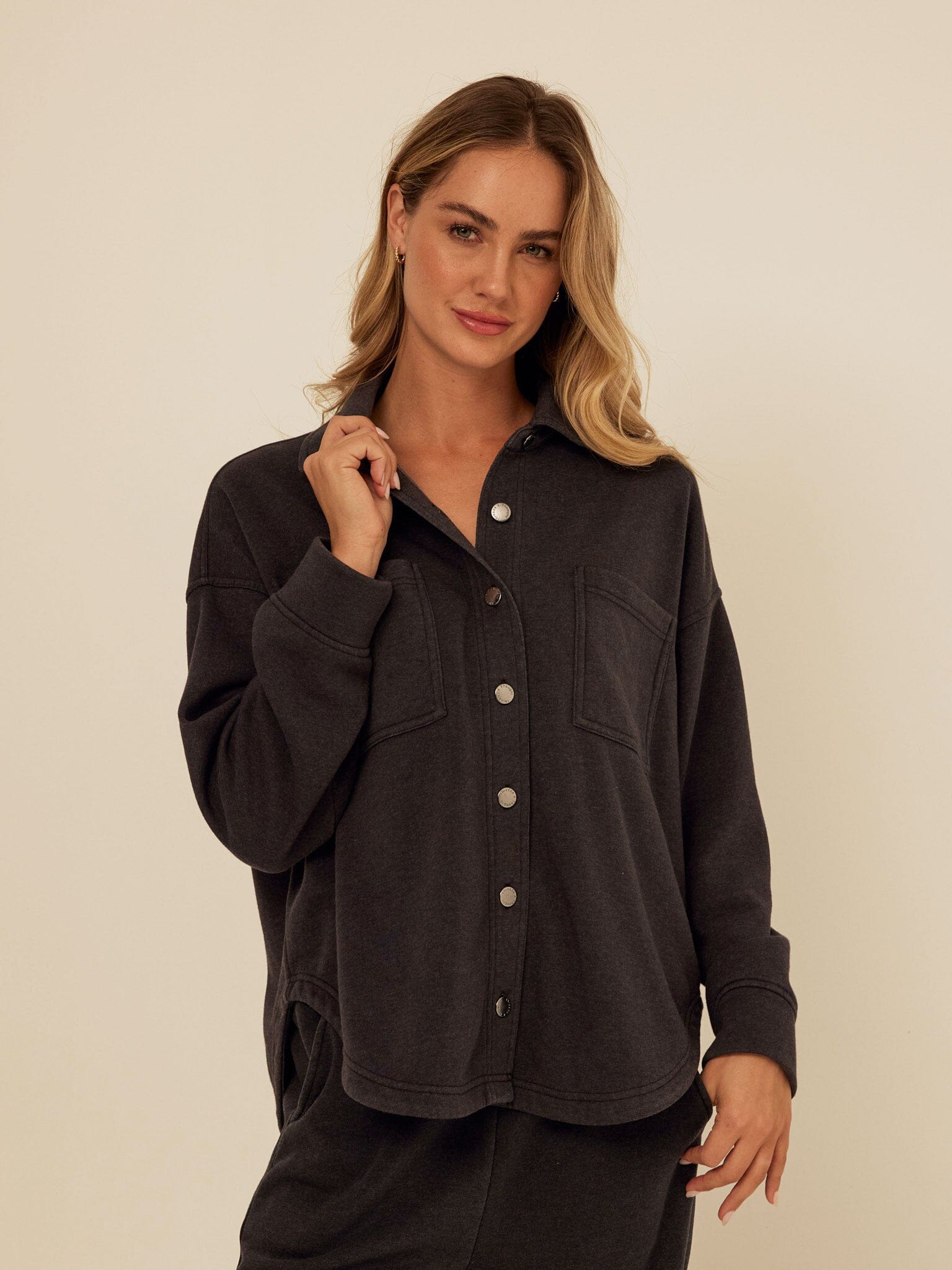 Blaire Mineral Wash Fleece Button-Down