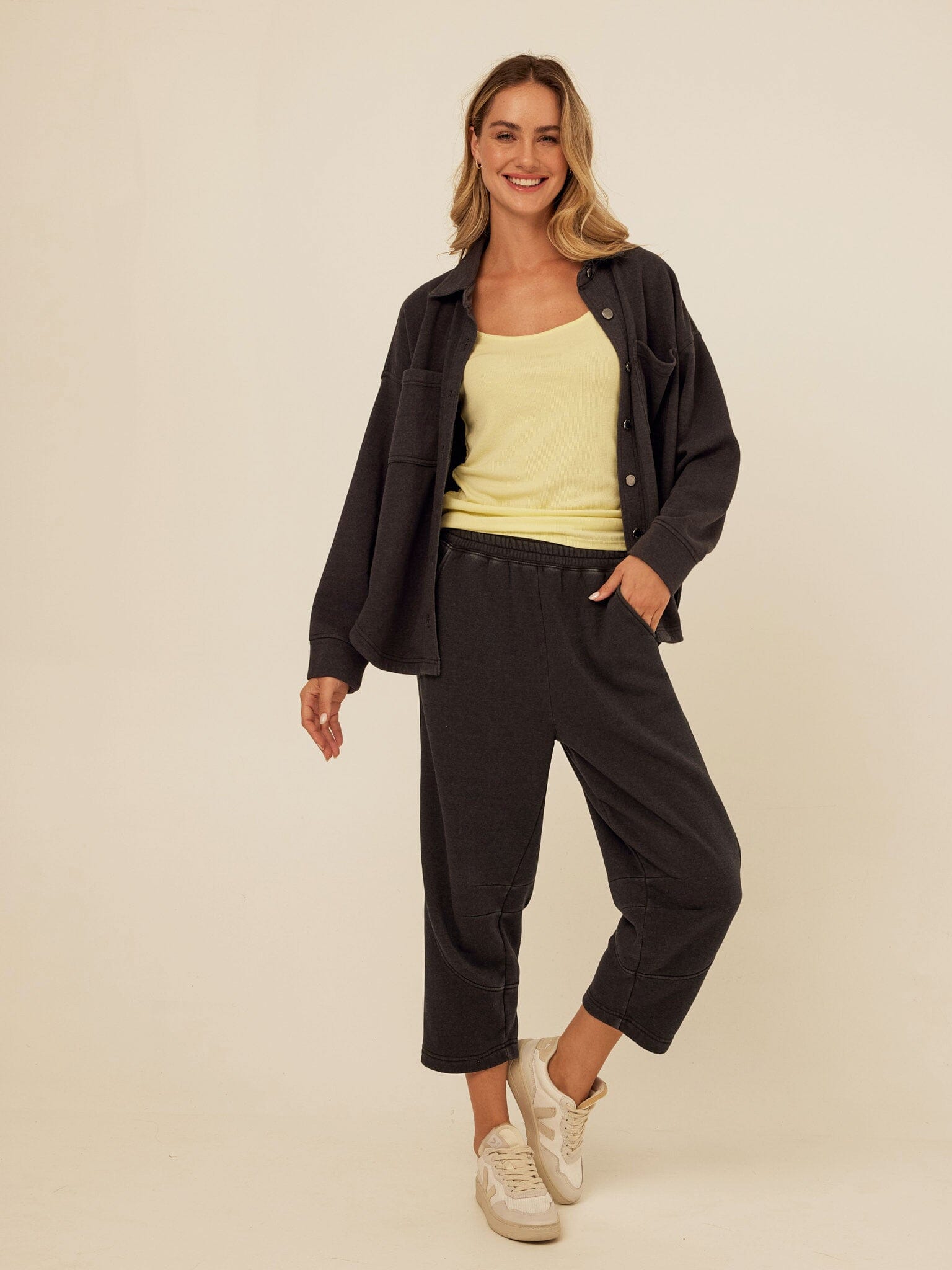 Blaire Mineral Wash Fleece Button-Down