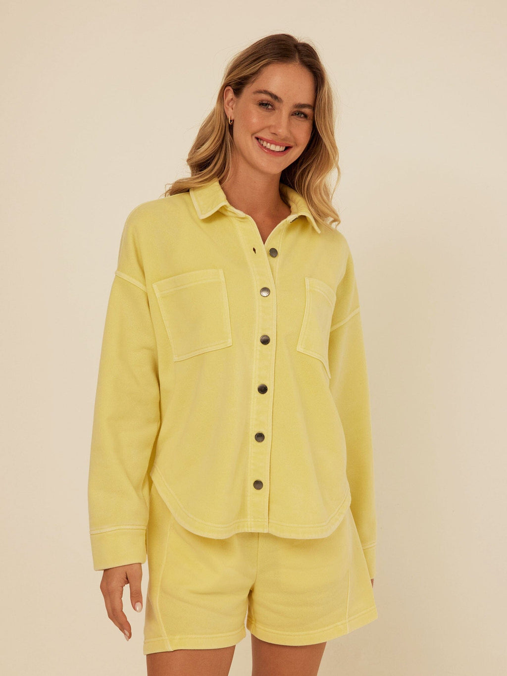 Blaire Mineral Wash Fleece Button-Down