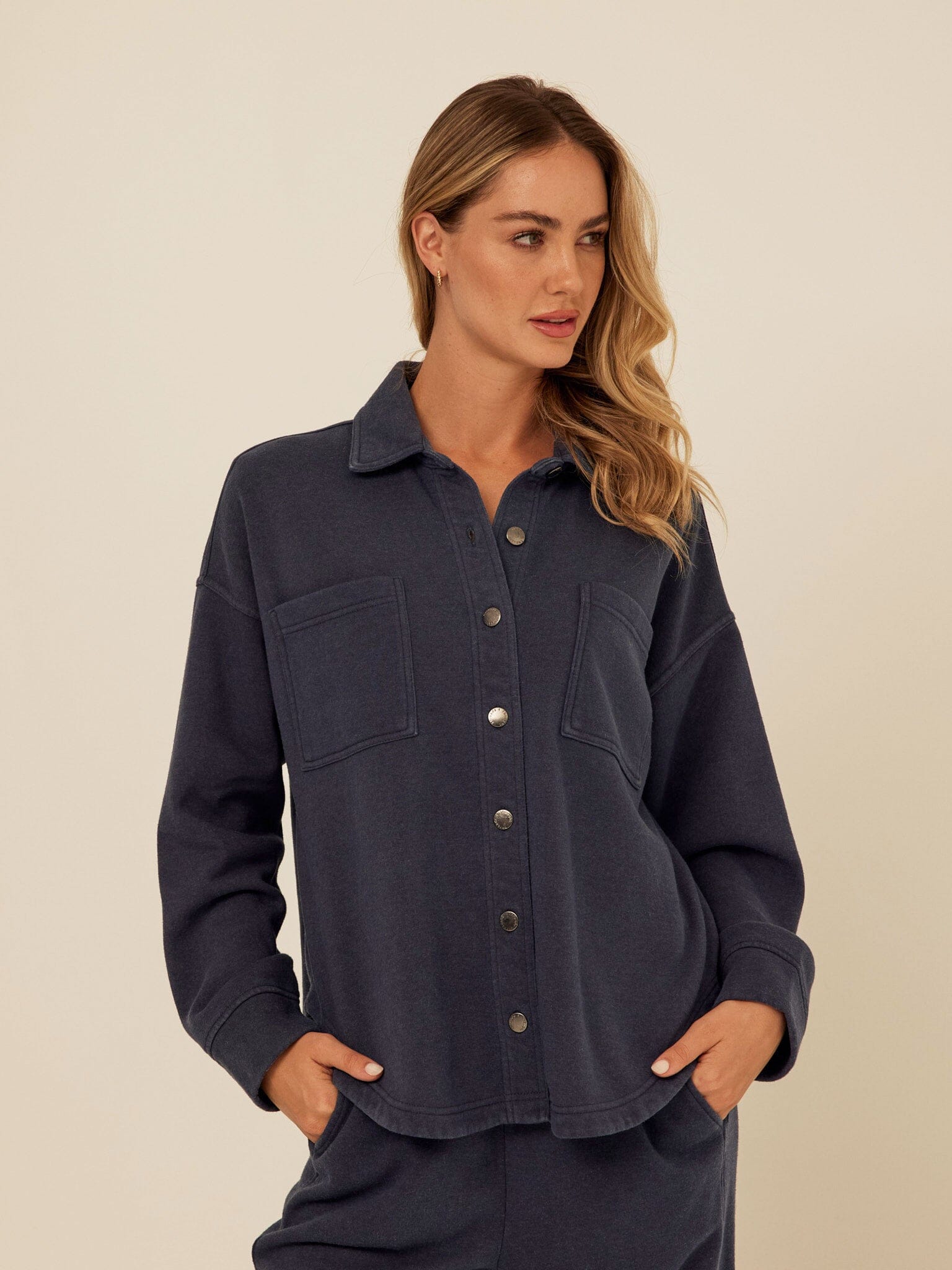 Blaire Mineral Wash Fleece Button-Down