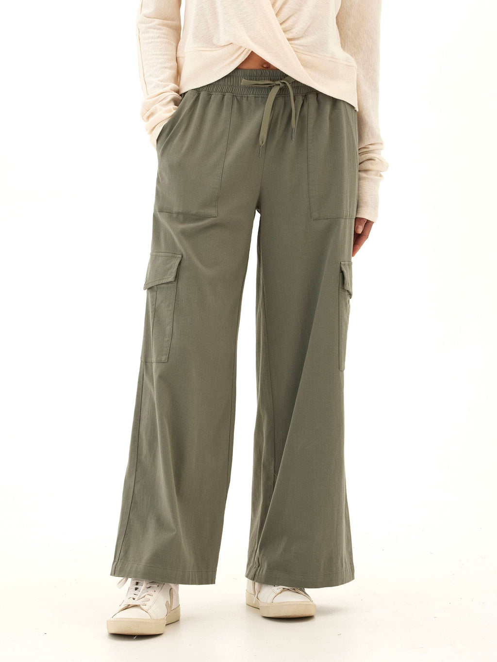 Eila Stretch Twill Wide Leg Cargo Pant