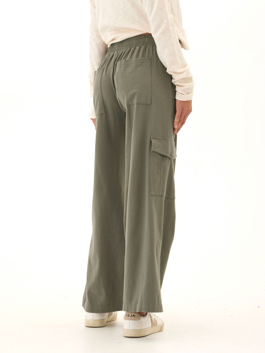 Eila Stretch Twill Wide Leg Cargo Pant