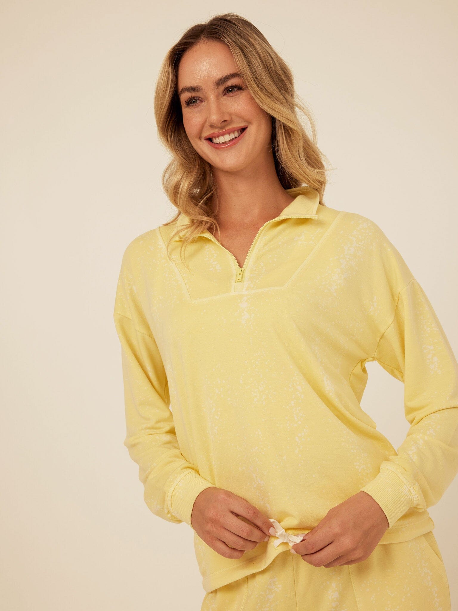 Nyla Spray Wash Modal Terry Half-Zip Pullover