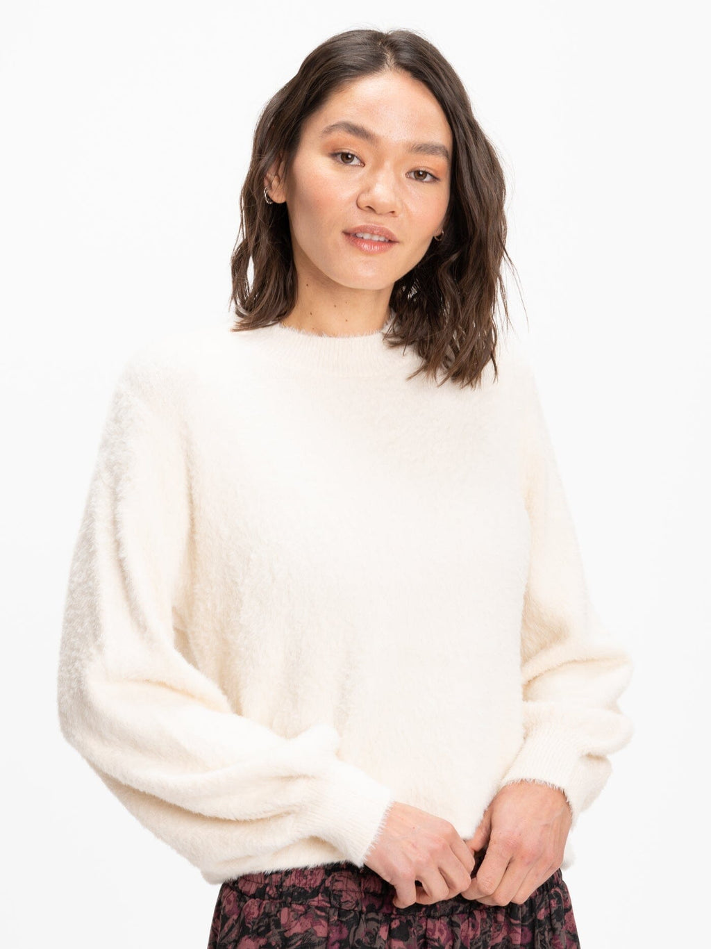 Clara Fuzzy Pullover Crew Neck Sweater