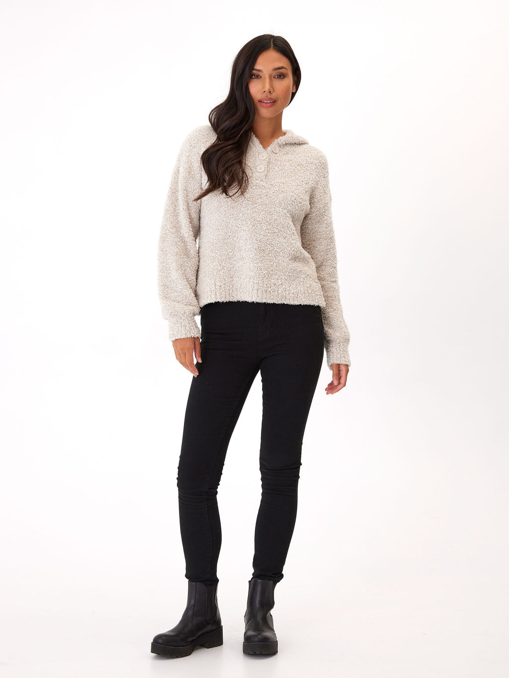 Tanisha Boucle Henley Hoodie