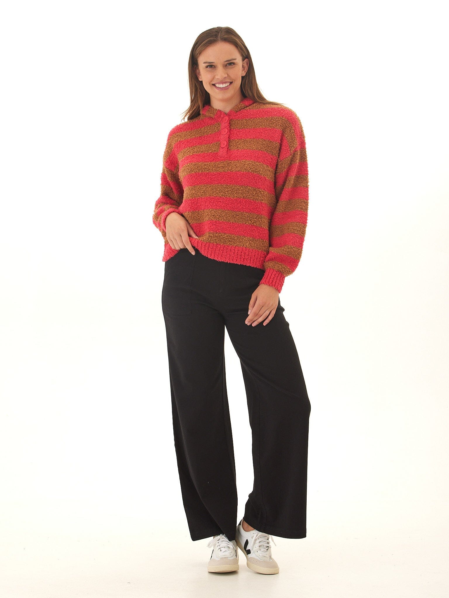 Tanisha Boucle Henley Hoodie