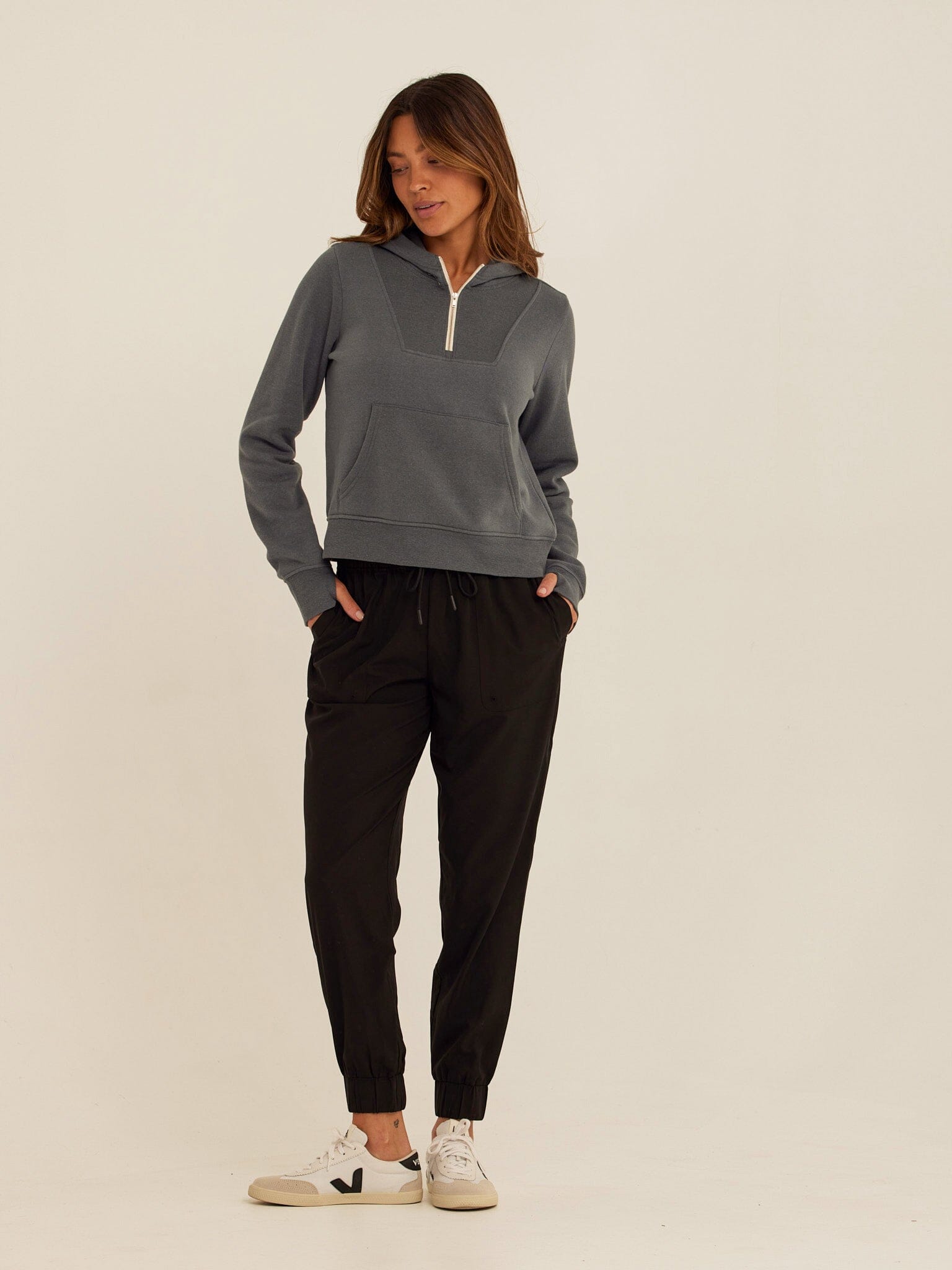 Tyra Triblend Fleece Quarter Zip Hoodie