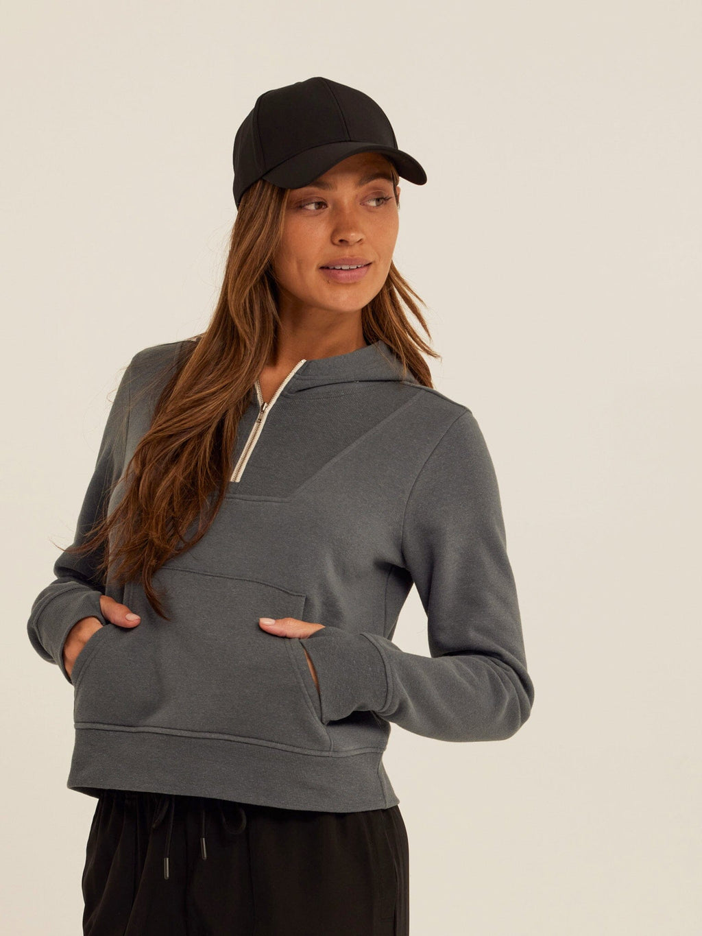 Tyra Triblend Fleece Quarter Zip Hoodie