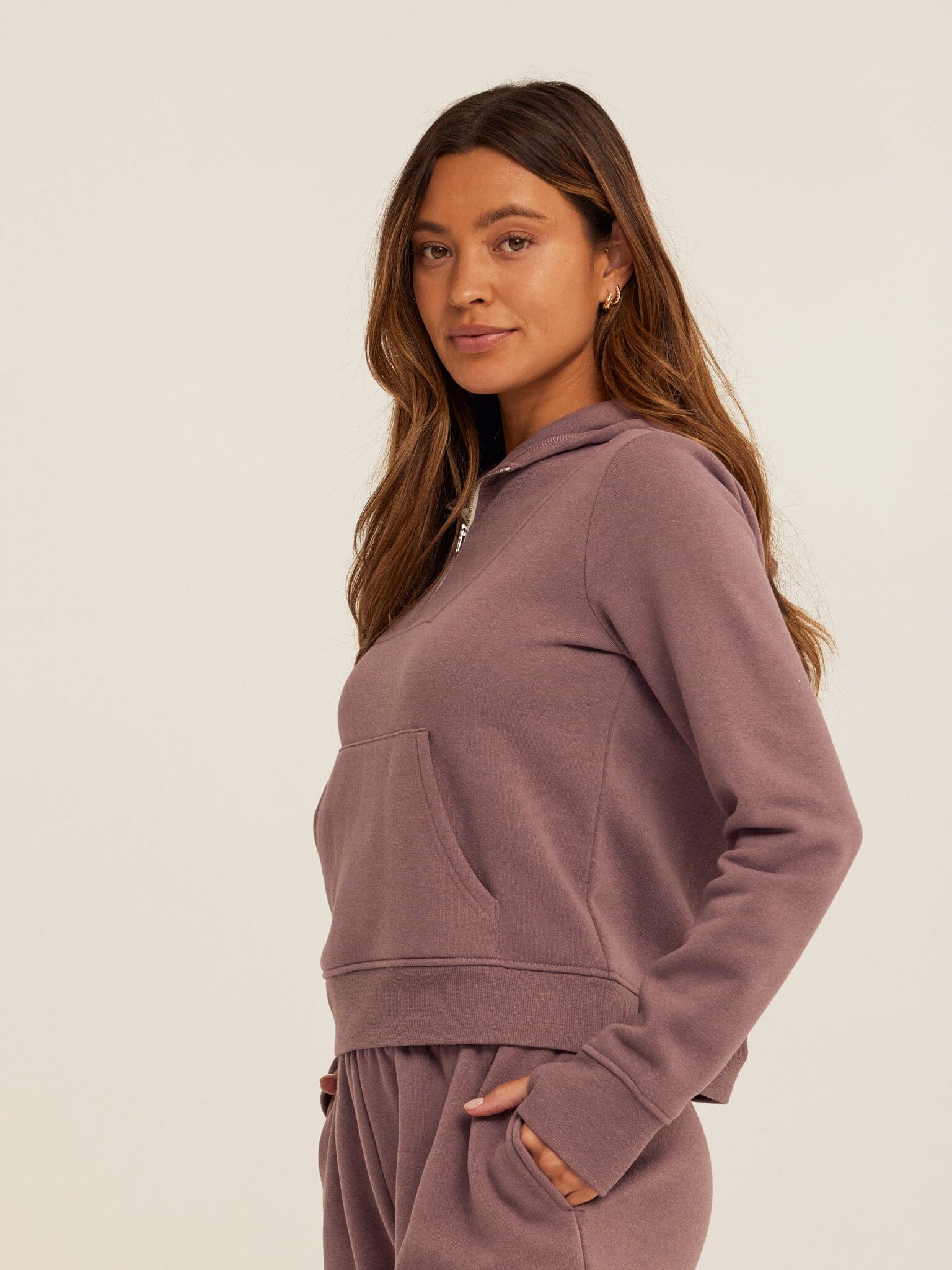 Tyra Triblend Fleece Quarter Zip Hoodie