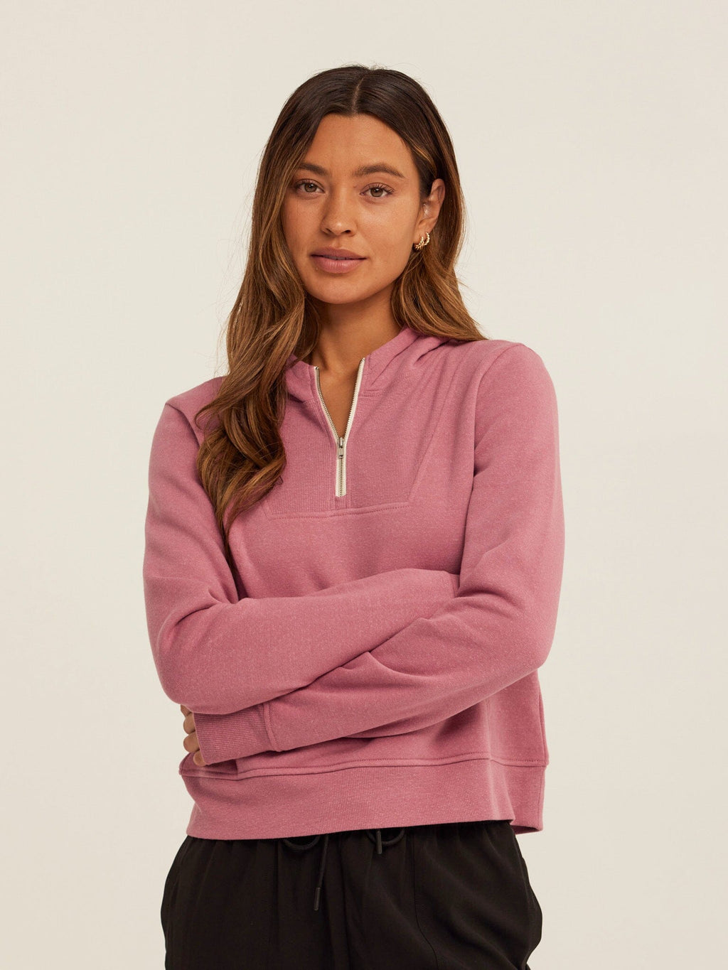 Tyra Triblend Fleece Quarter Zip Hoodie