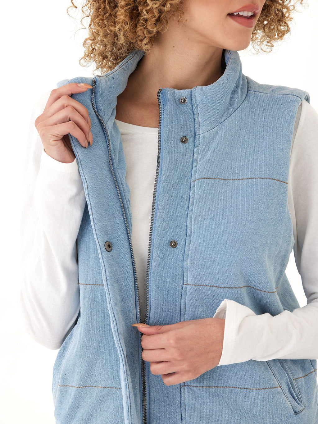 Malia Denim Terry Puffer Vest