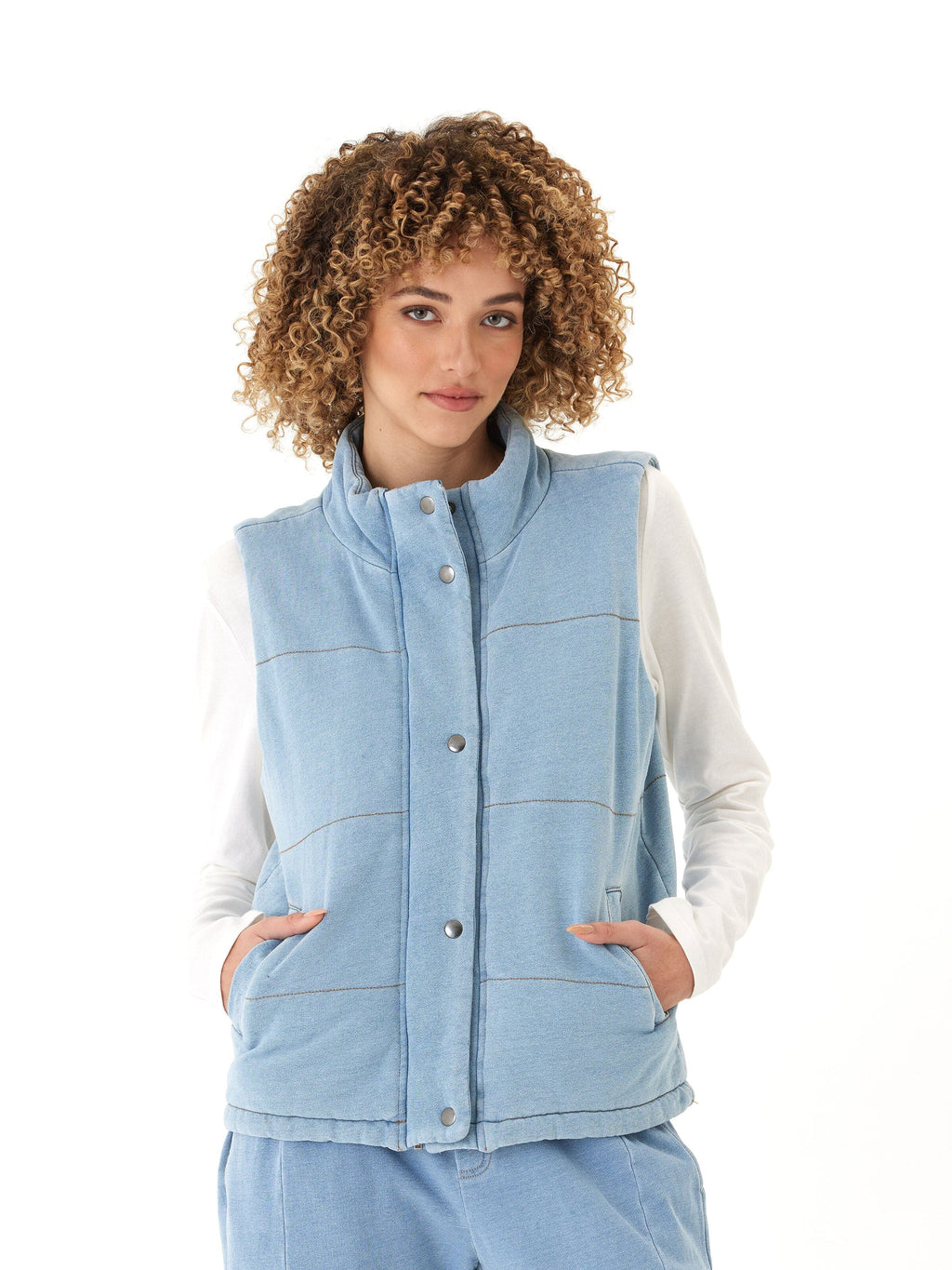 Malia Denim Terry Puffer Vest