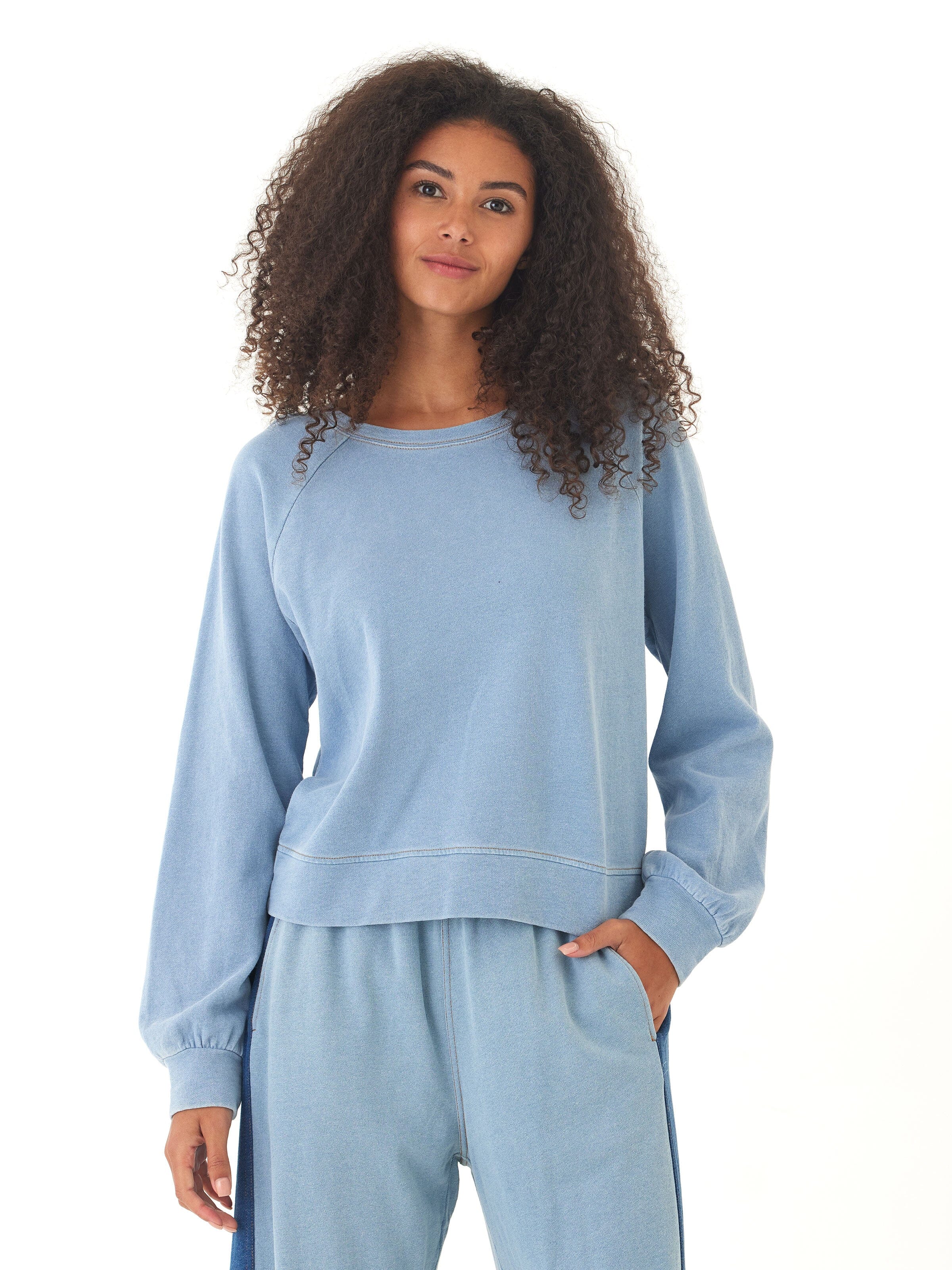 Mabel Denim Terry Raglan Pullover