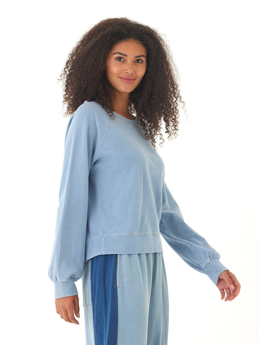 Mabel Denim Terry Raglan Pullover