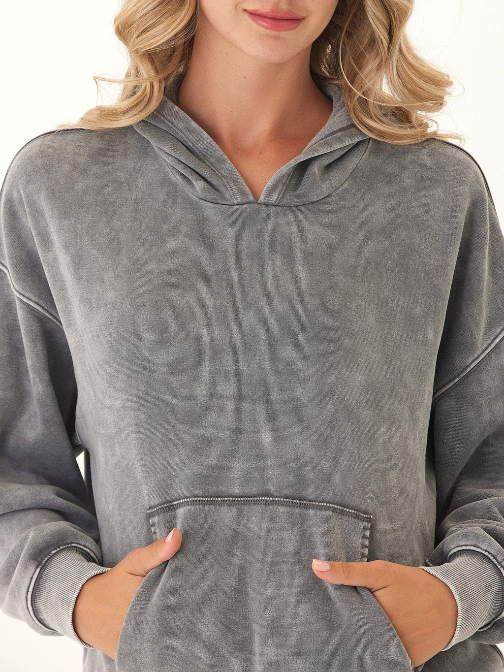 Marcellina Mineral Wash CVC Fleece Pullover Hoodie