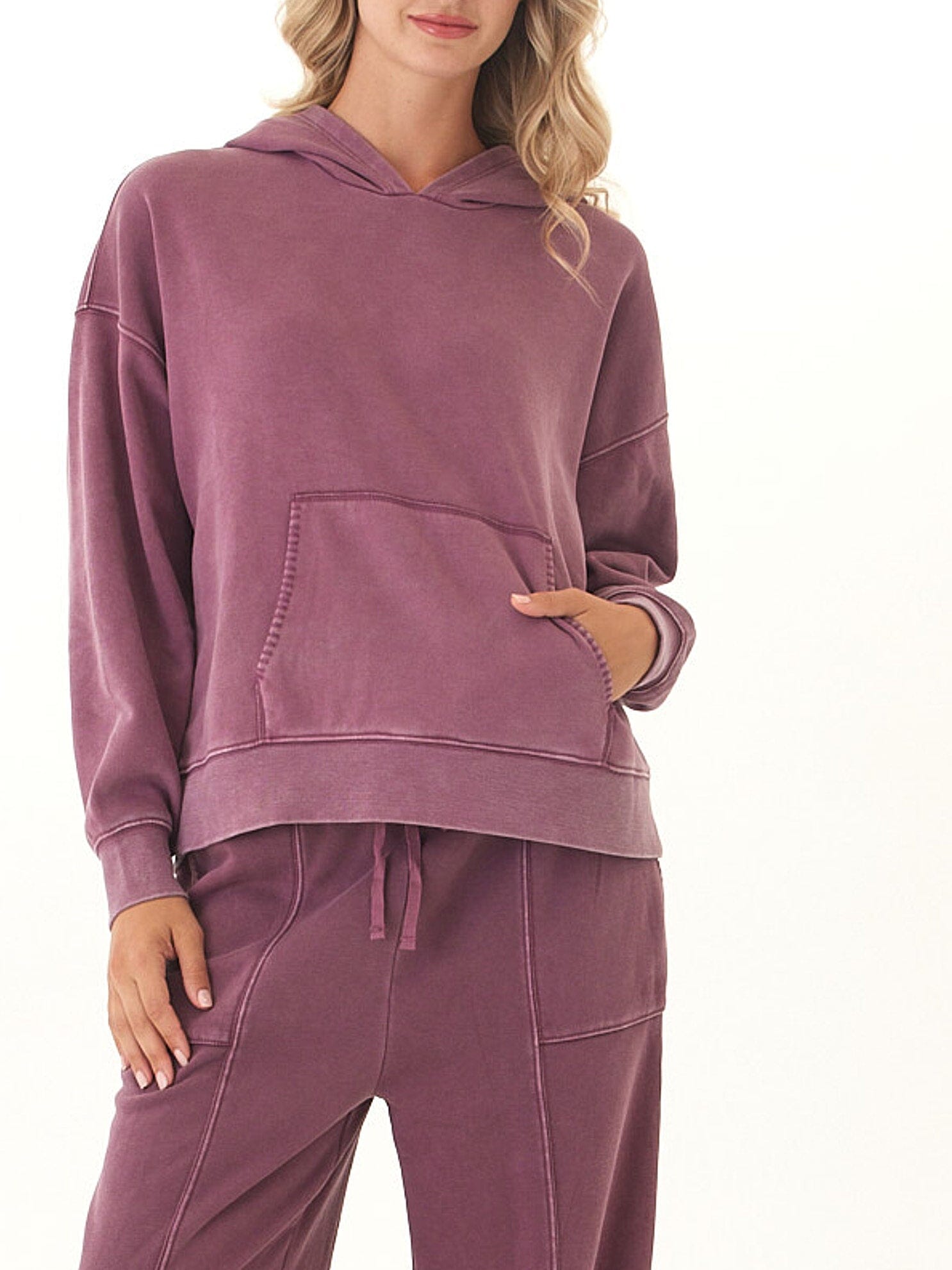 Marcellina Mineral Wash CVC Fleece Pullover Hoodie