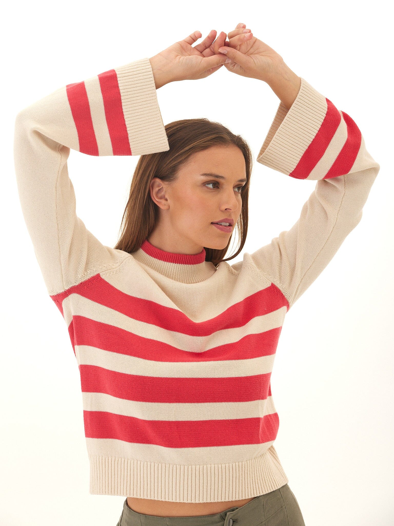 Saundra Striped Cotton Blend Raglan Sweater