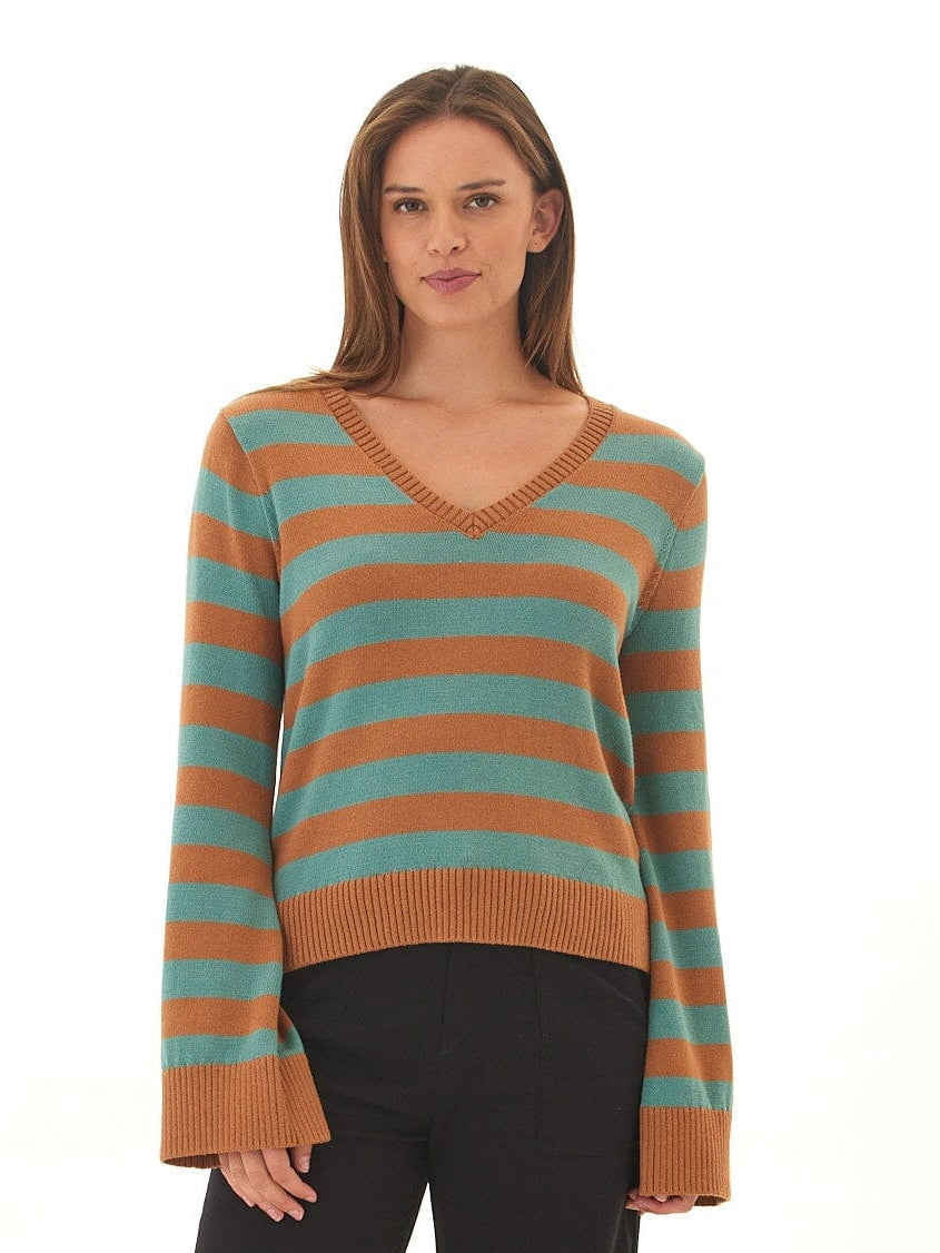 Kiley Summit Stripe Cotton Blend Bell Sleeve Sweater