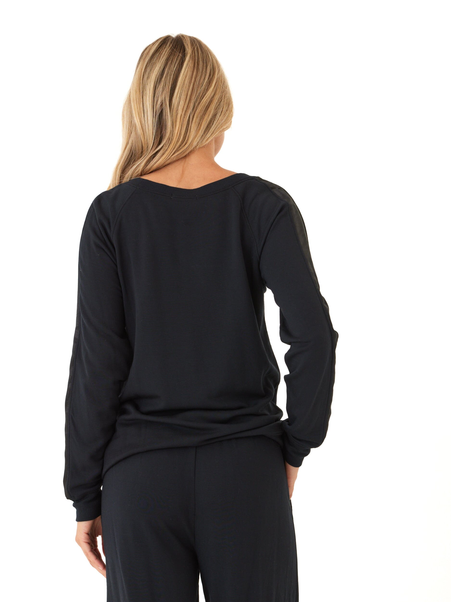 Priscilla Feather Fleece Satin Trim Detail Raglan Pullover