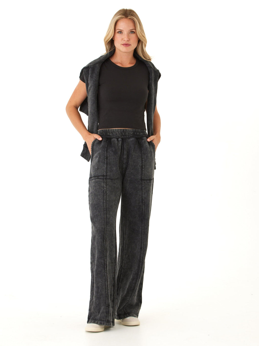 Hester Mineral Wash Terry Wide Leg Pant