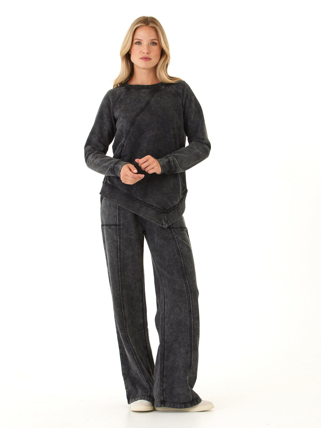 Ryssa Mineral Wash Terry Asymmetrical Pullover